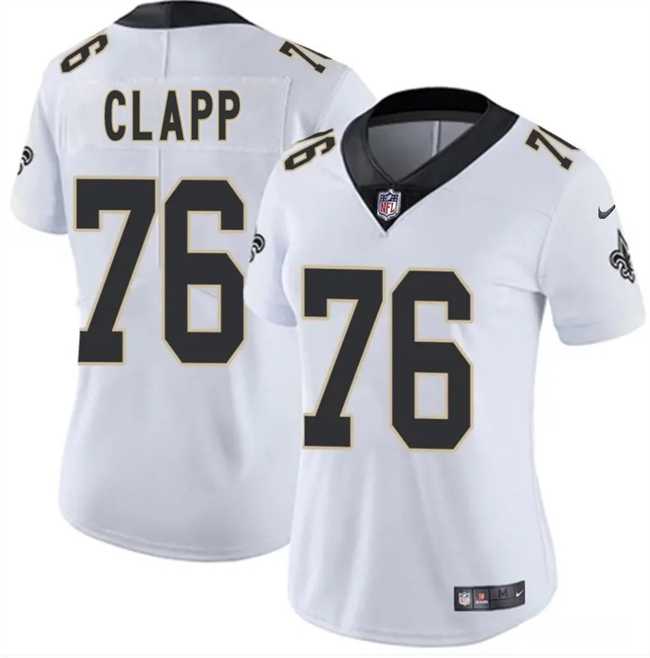 Womens New Orleans Saints #76 Will Clapp White 2025 Vapor Stitched Limited Jersey Dzhi